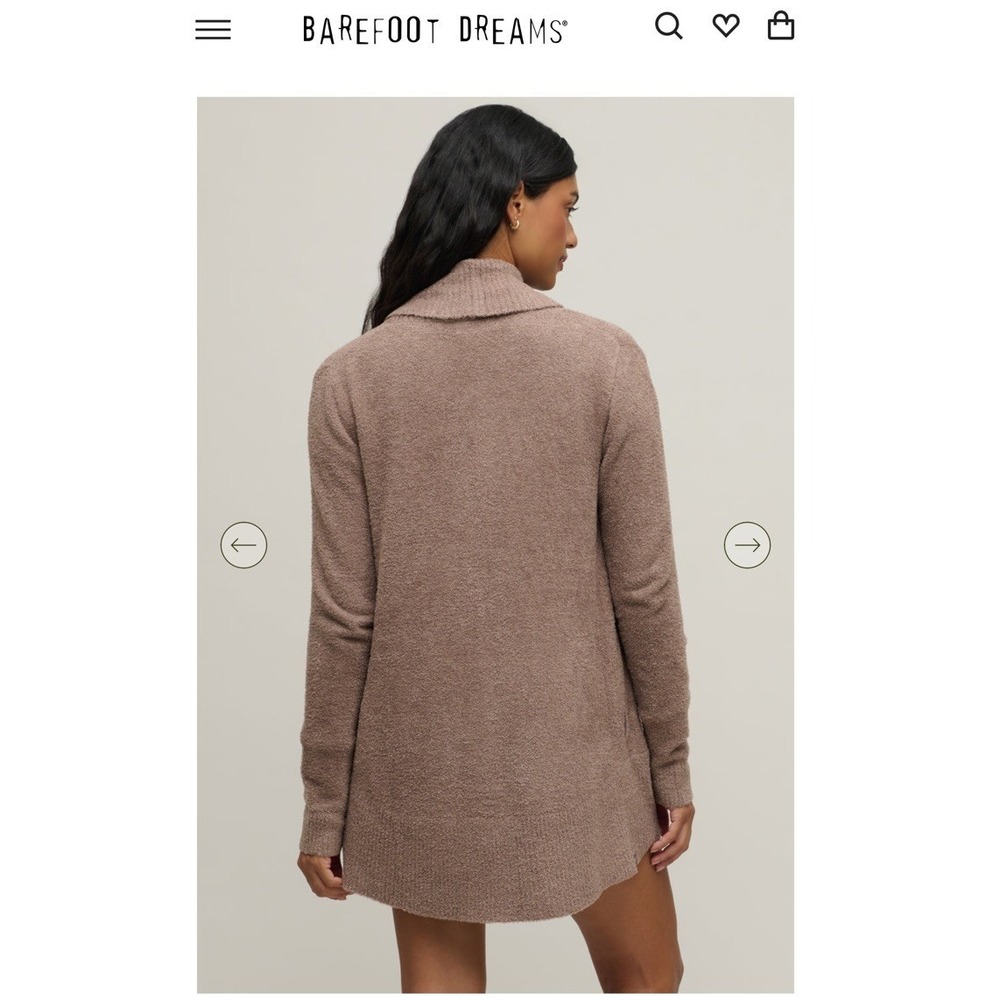 Barefoot Dreams‎ CozyChic Lite Waterfall Cardigan XXS XS Taupe Brown B463 - Picture 7 of 8
